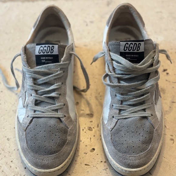 Golden Goose Ball Star Cream and Gray Suede Sneakers - Picture 7 of 8